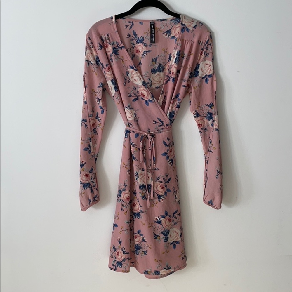 Design lab pink floral wrap dress.